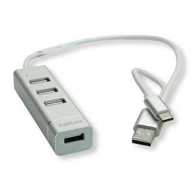 Roline  4 porty USB kombinovaný hub  hliník (kovový)