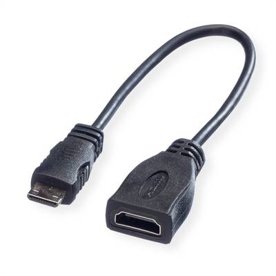 Roline HDMI kabel Zásuvka HDMI-A, Zástrčka HDMI Mini-C 0.15 m černá 11.04.5586 stíněný HDMI kabel