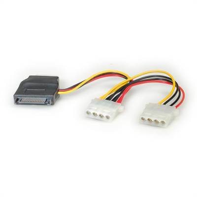 Roline PC kabel [2x Molex zásuvka 4-pólová - 1x proudová SATA zástrčka 15pólová] 0.20 m vícebarevná