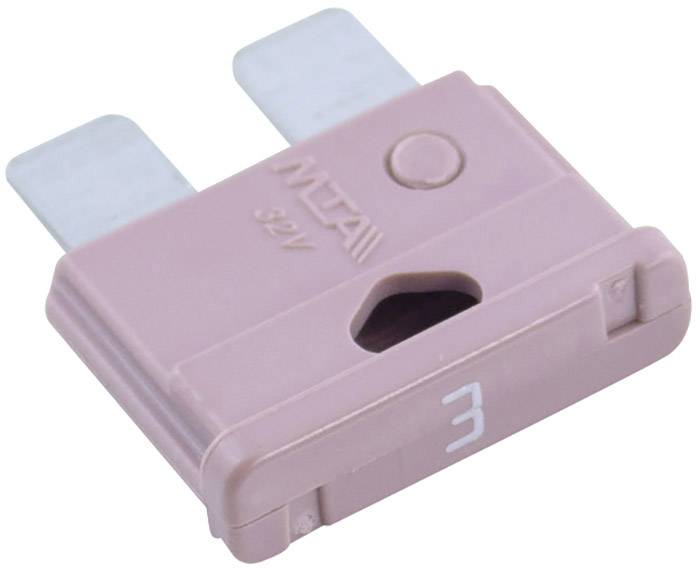 Malá hnědá plochá pojistka s nápisem '32V'. Má dva kovové kontakty pro vložení do elektrických zařízení.