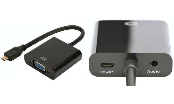 Digitus DA-70460 HDMI / VGA adaptér [1x micro HDMI zástrčka D - 1x VGA zásuvka, jack zásuvka 3,5 mm] černá 10.00 cm-3