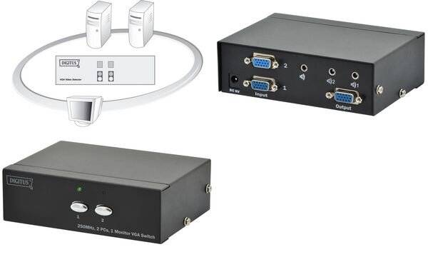 Digitus DS-44100-1 2 porty VGA přepínač 1920 x 1080 Pixel-5