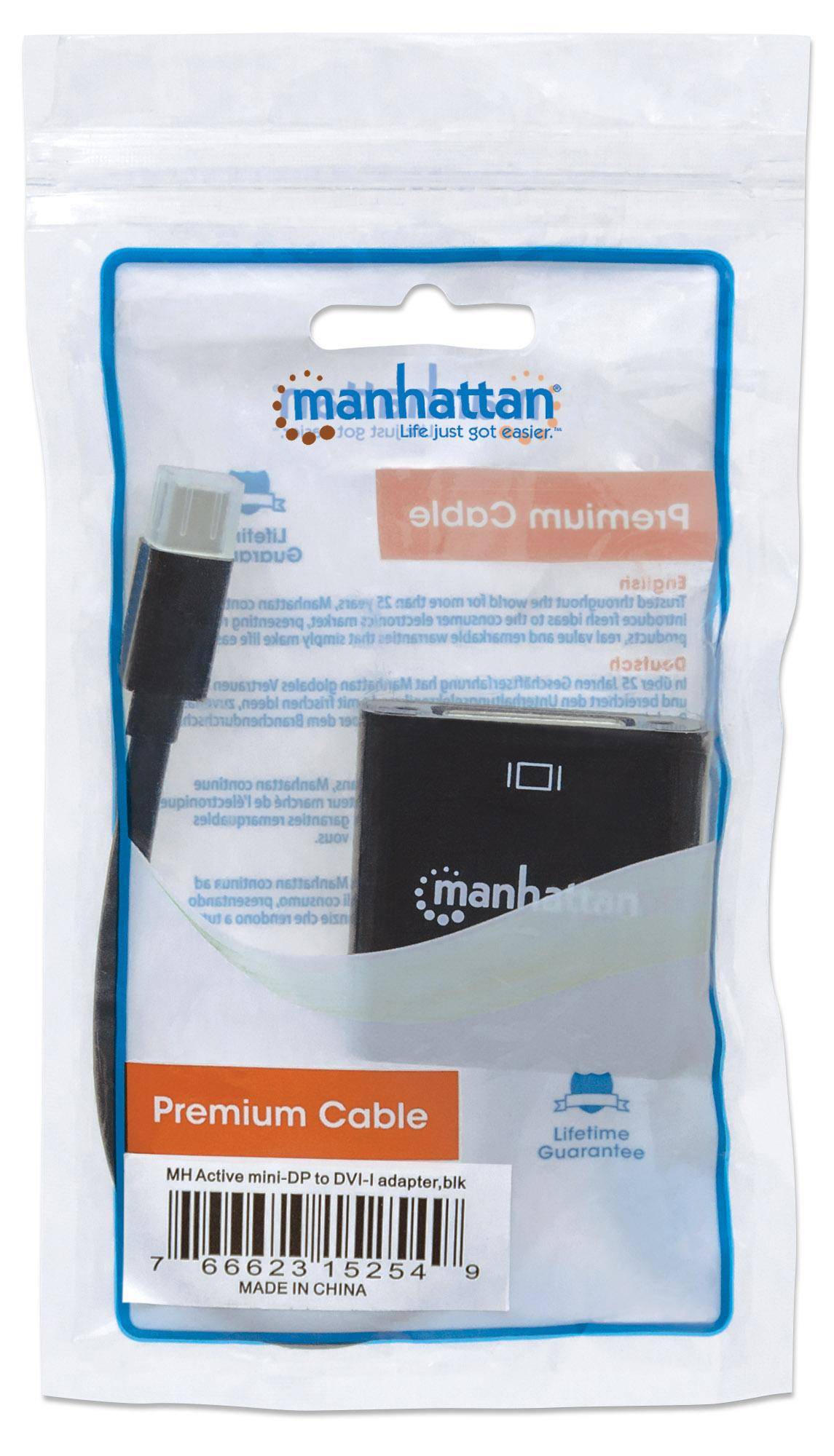 Manhattan 152549 Mini-DisplayPort adaptér [1x DVI zásuvka 24+5pólová - 1x mini DisplayPort zástrčka] černá stíněný, UL c-5