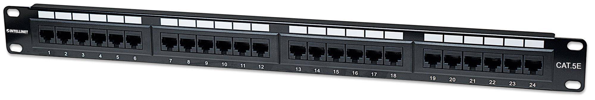 Intellinet 513555 24 portů síťový patch panel 483 mm (19") CAT 5e 1 U černá osazený-4