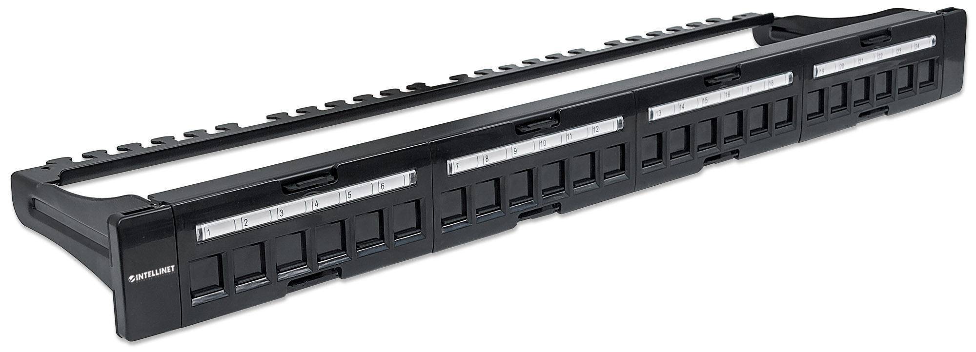 Intellinet 720427 24 portů síťový patch panel 483 mm (19") nevybavený specifikací 1 U černá neosazený-6