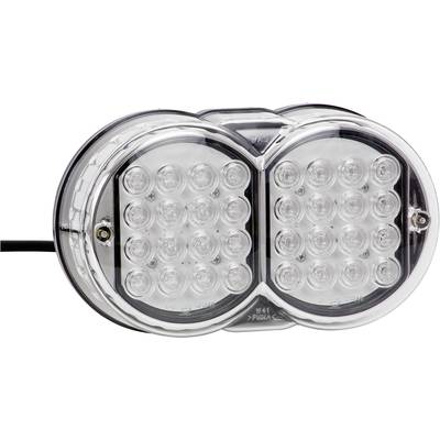 Kulaté, oválné LED světlo se dvěma poli, každé s několika LED žárovkami. Design z průhledného plastu.