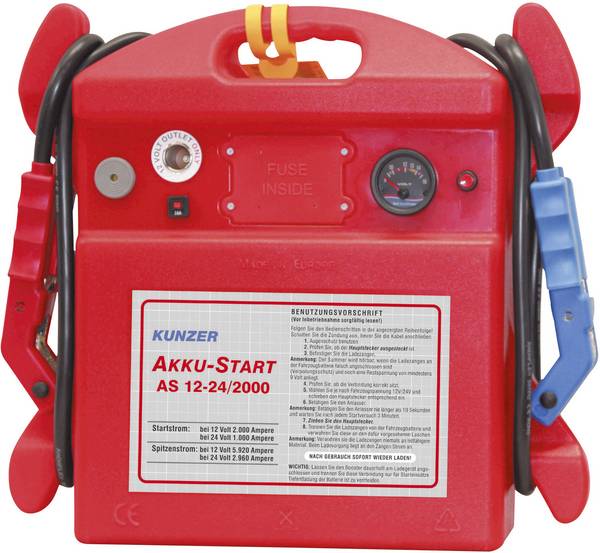 Kunzer systém pro rychlé startování auta AS 12-24/2000, max. startovací proud 2000 A, max. startovací proud Pomocný stratovací proud (24 V)=1000 A, elektronická ochrana