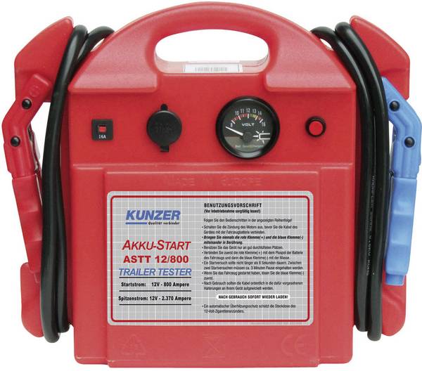 Kunzer systém pro rychlé startování auta ASTT 12/800, ASTT 12/800, max. startovací proud 800 A, testovací funkce pro přípojné vozidlo