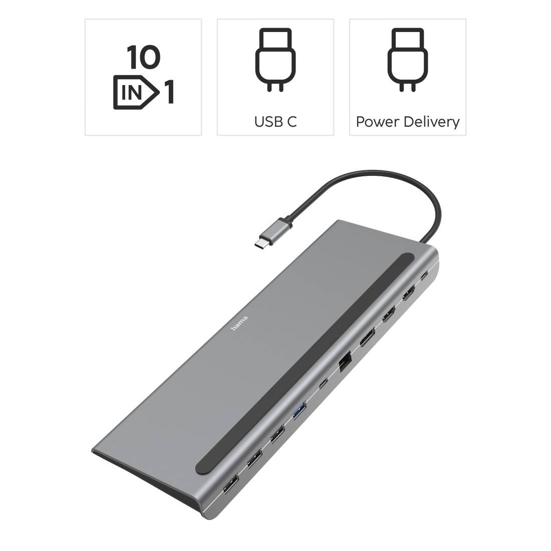 Hama USB-C® dokovací stanice Vhodné pro značky (dokovací stanice pro notebook): univerzální napájení USB-C®-1