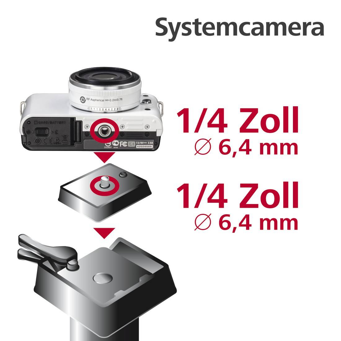Hama deska pro rychlé spojení Vnější závit=1/4" Vnitřní závit 6.2 mm-1