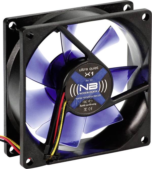 NoiseBlocker BlackSilent X1 PC větrák s krytem  (š x v x h) 80 x 80 x 25 mm