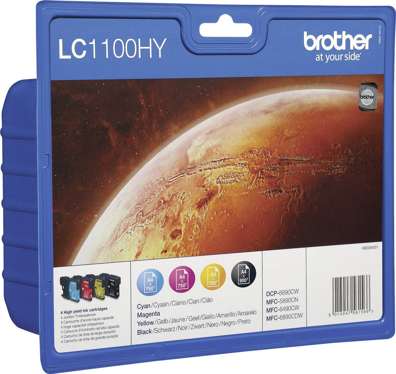Sada tiskových kazet; obsahuje azurovou, purpurovou, žlutou, černou. Kompatibilní s vybranými modely tiskáren Brother DCP a MFC.