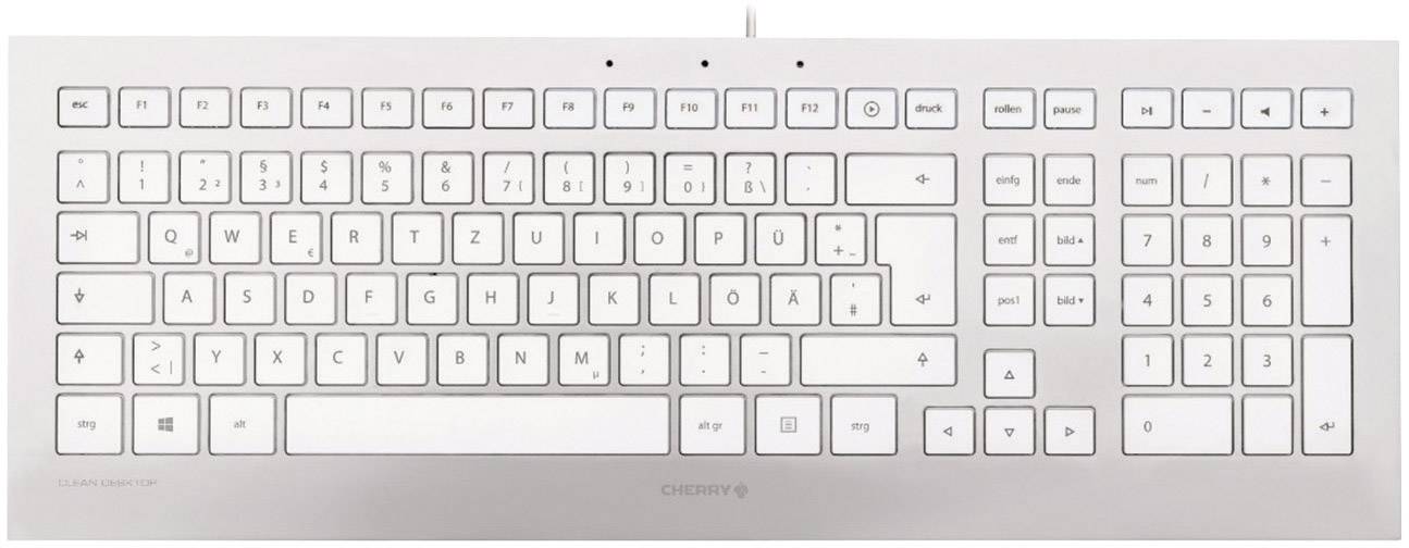 CHERRY USB klávesnice švýcarská, QWERTZ stříbrná odolné proti stříkající vodě