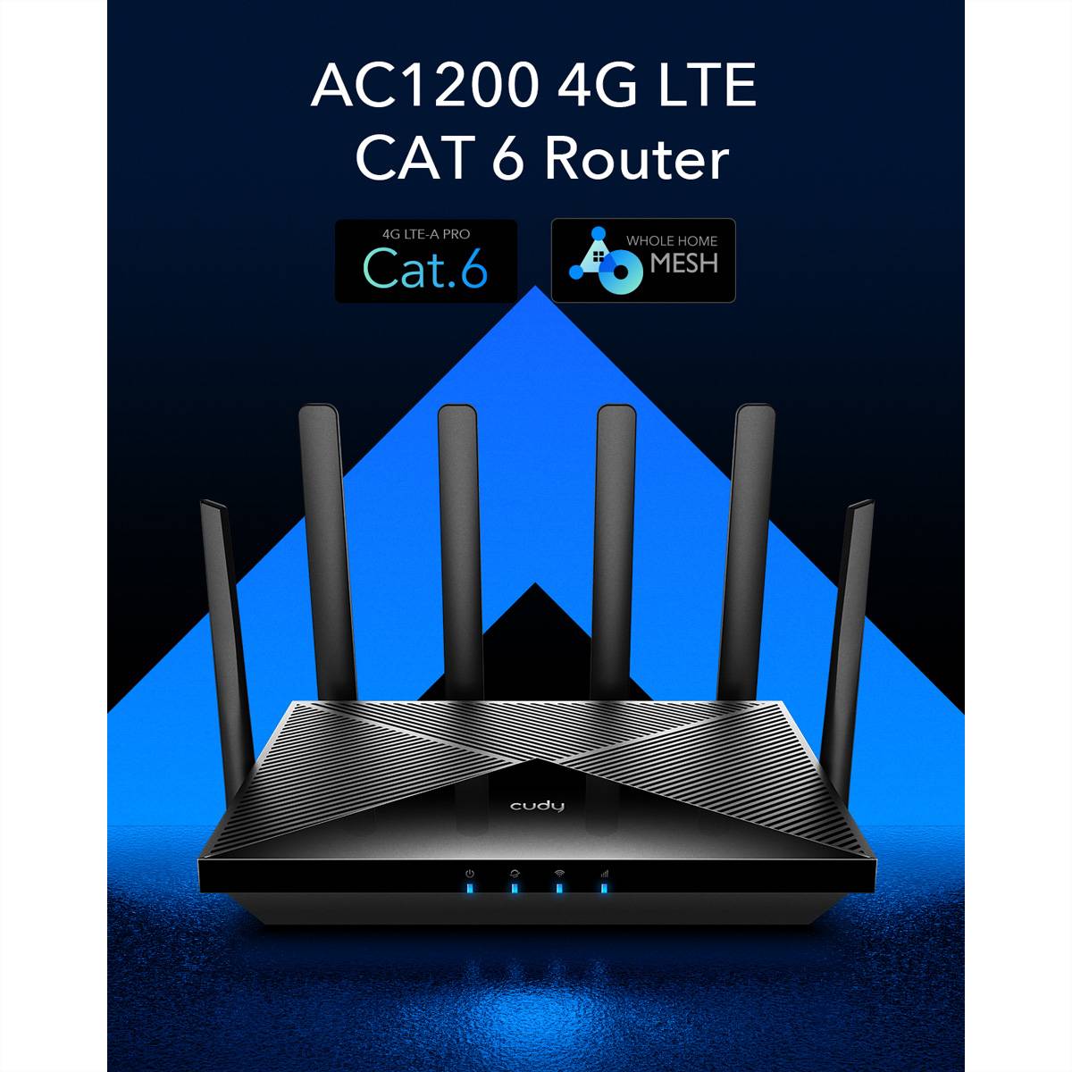 cudy Cudy LT700 router wireless Gigabit Ethernet Dual-band (2.4 GHz/5 GHz) 4G Nero router Integrovaný modem: LTE-1