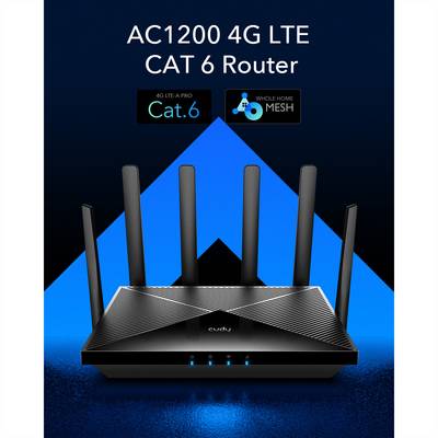 cudy Cudy LT700 router wireless Gigabit Ethernet Dual-band (2.4 GHz/5 GHz) 4G Nero router Integrovaný modem: LTE-1