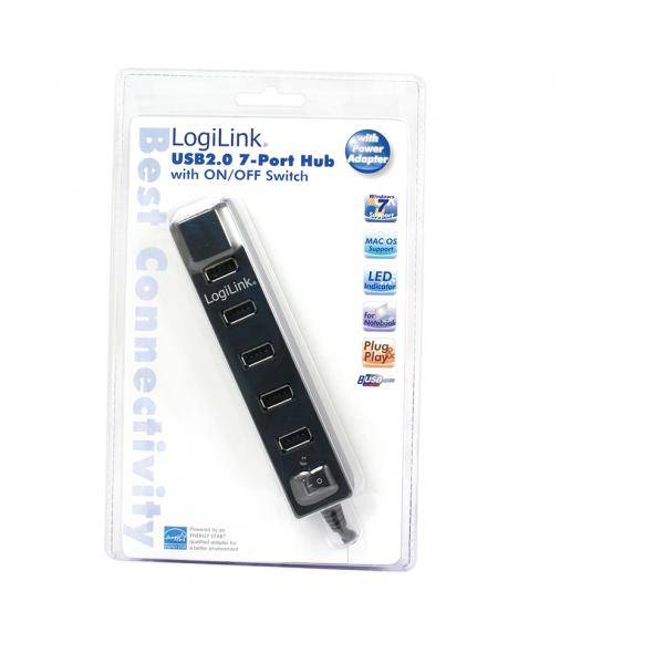 LogiLink UA0124 USB Hub 7 portů USB 2.0 černá UA0124-1