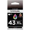 Cartridge Lexmark 43XL, 18YX143, žlutá/cyanová/magenta