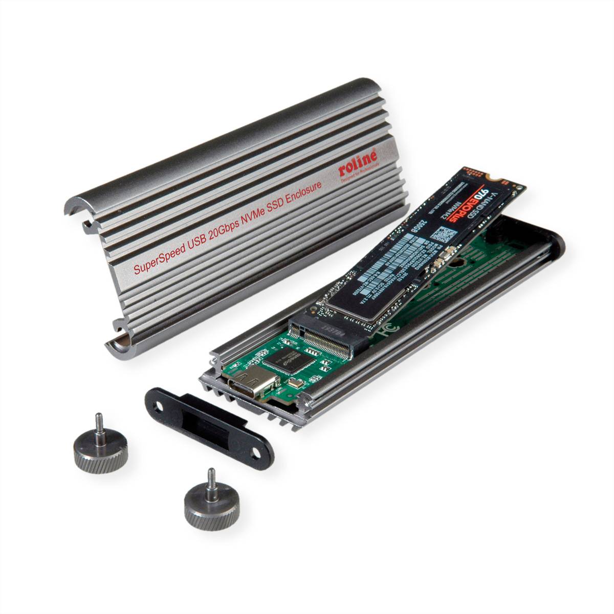 Roline pouzdro pro pevný disk M.2 USB-C® USB 3.2 (Gen 2x2) 20 GBit/s M.2 PCIe NVMe 2230, 2242, 2260, 2280 16.01.4147-2