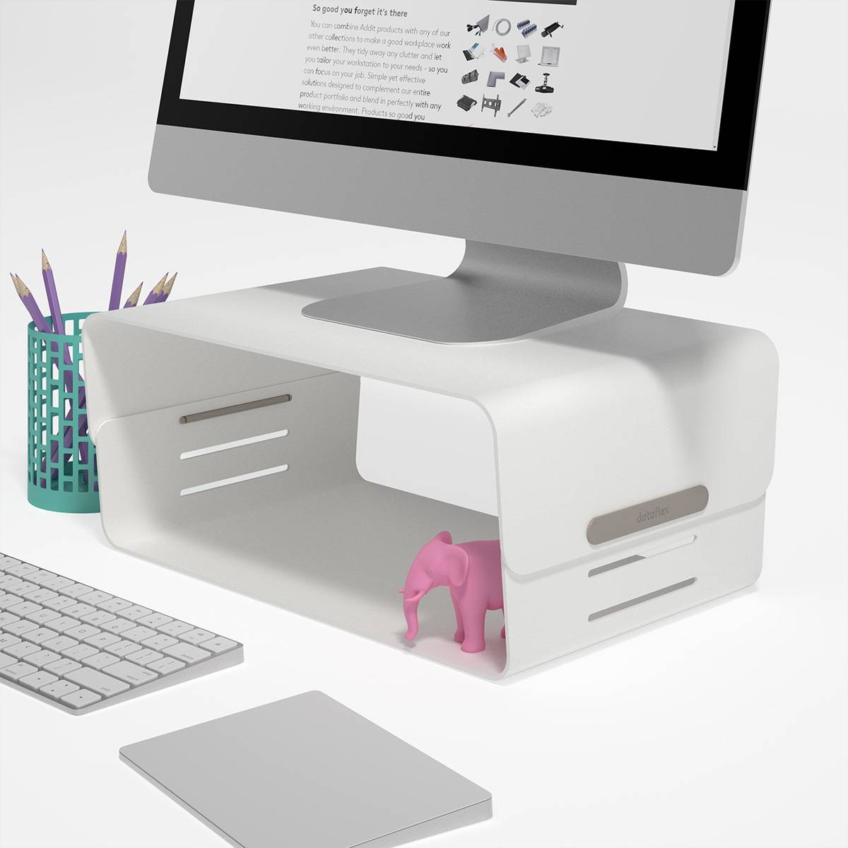 Dataflex Addit Bento® podstavec pod PC monitor 1 Displej: (s) bílá nastavitelná výška-3