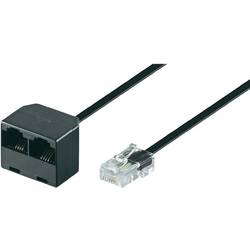 ISDN rozdělovač Wentronic, 1x zástrčka RJ45, 2x zásuvka RJ45, 0,20 m, černá
