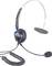 Černá náhlavní souprava s flexibilním mikrofonem, měkkými náušníky a nastavitelným hlavovým mostem. Primárně určená pro telefonování.