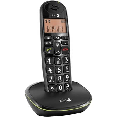 doro PhoneEasy 100w bezdrátový telefon pro seniory optická signalizace hovoru podsvícený displej černá