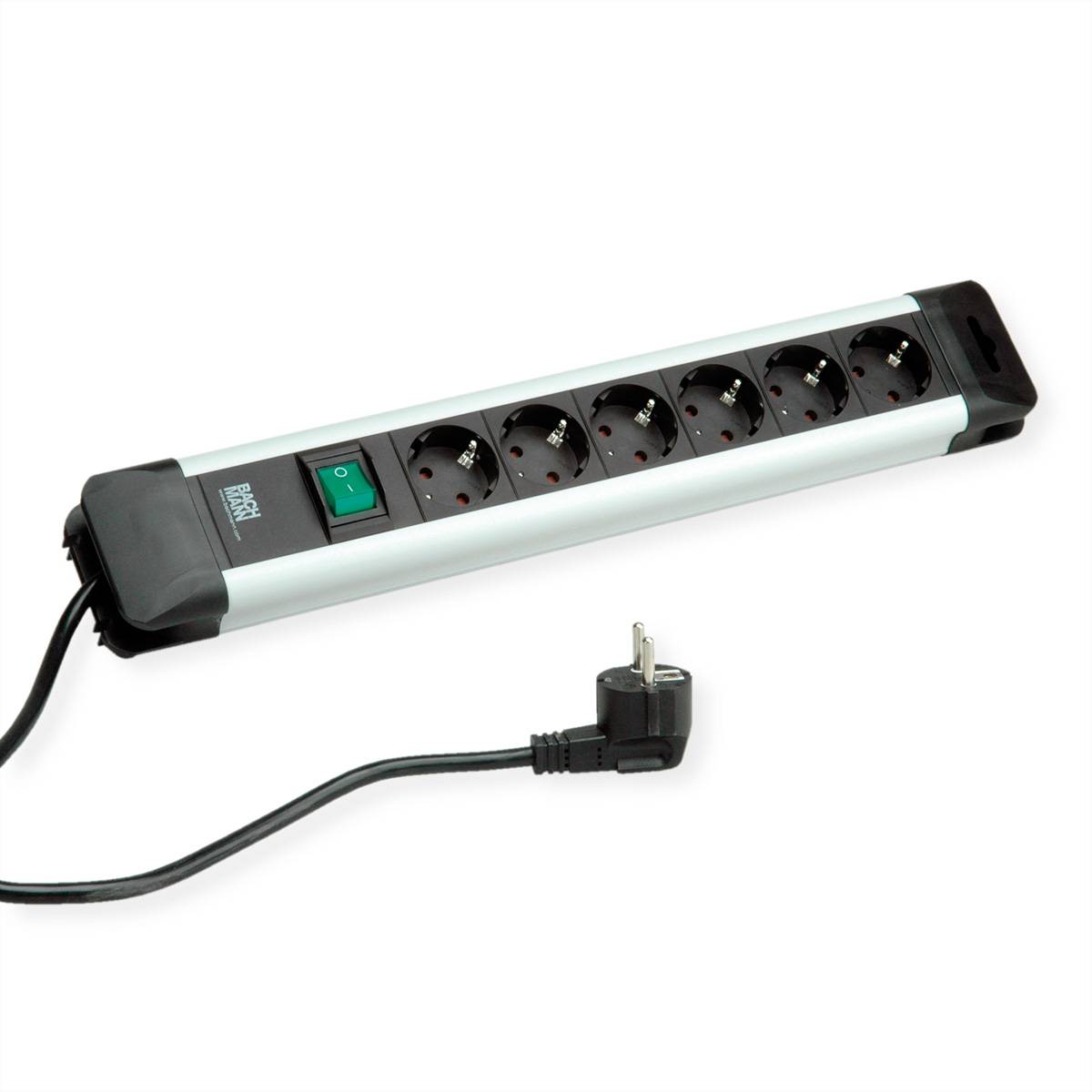 Bachmann 330.101 zásuvková lišta s vypínačem hliník, černá DE schuko zástrčka/zásuvky 1 ks