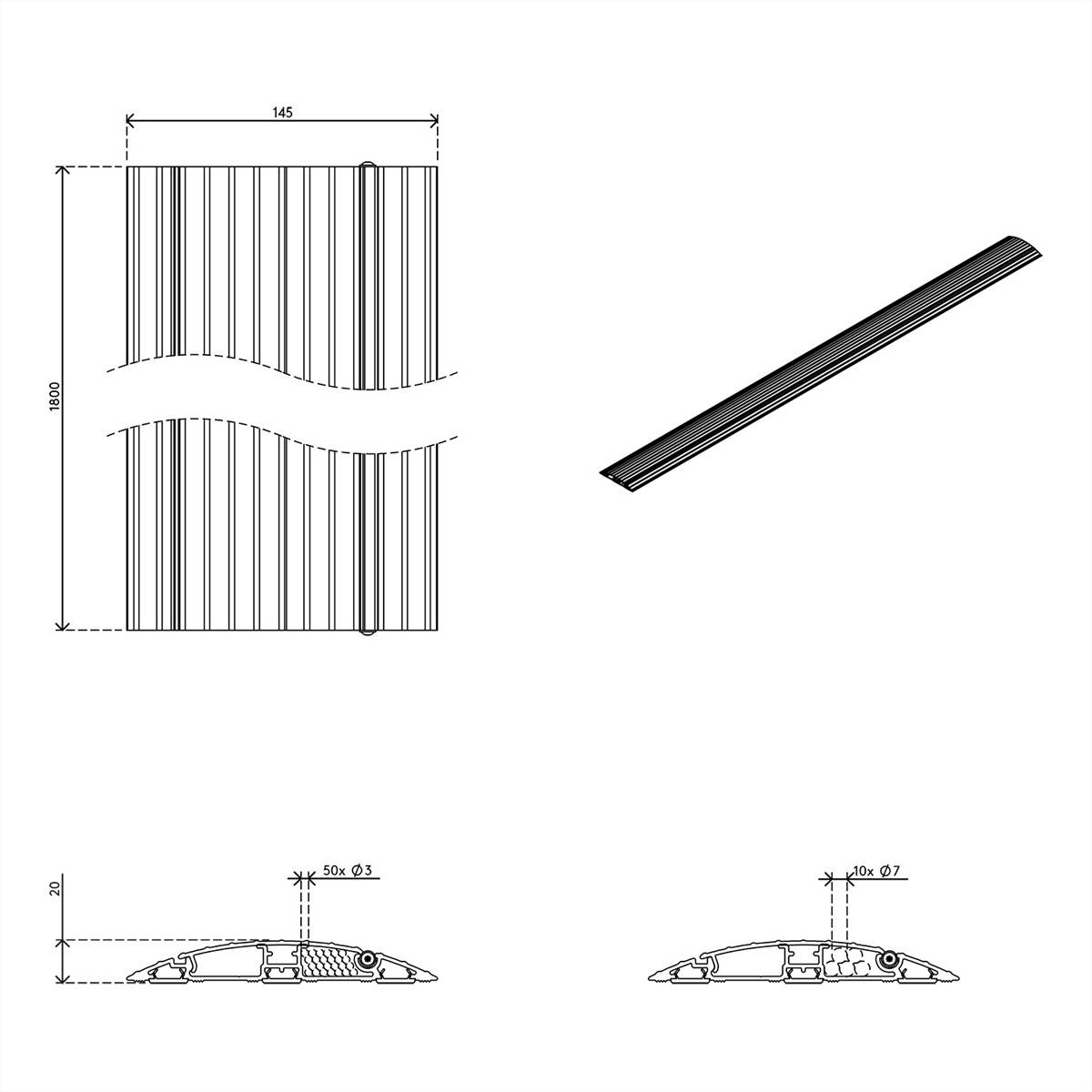 Dataflex Kabelová lišta hliník černá (d x š x v) 1.8 m x 145 mm x 20 mm 1 ks 31.433-1