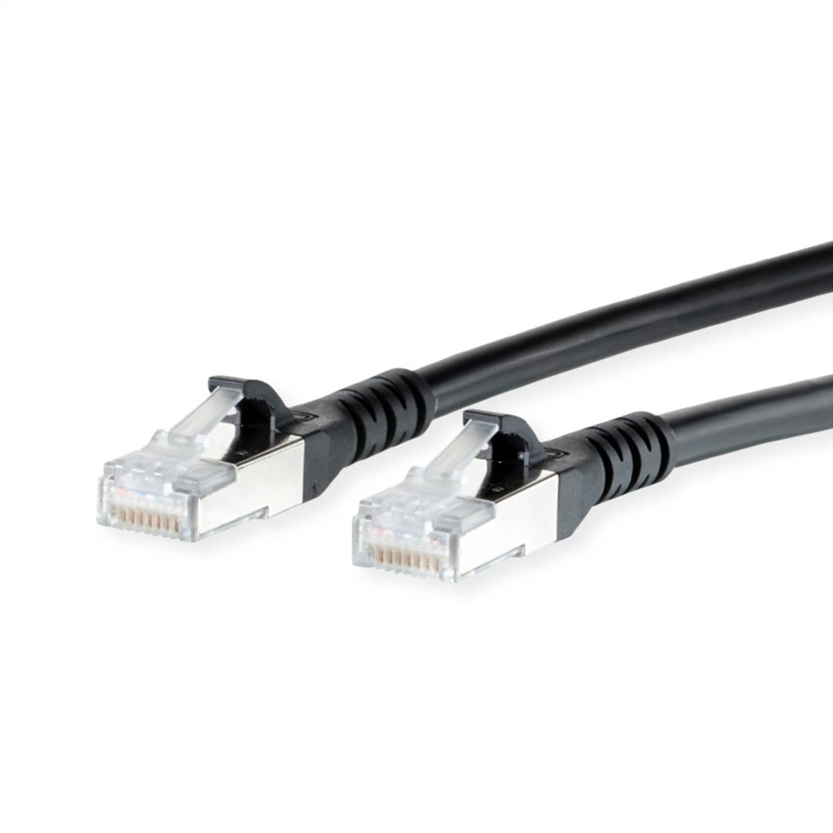 Metz Connect 130845E000-E RJ45 síťové kabely, propojovací kabely CAT 6A S/FTP 50.00 m černá dvoužilový stíněný, bez halo-0