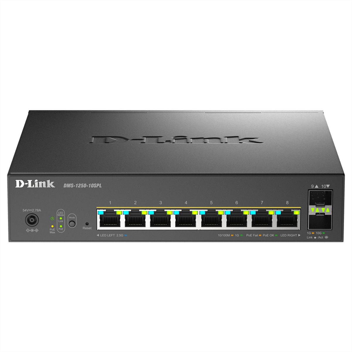D-Link DMS-1250-10SPL/E D-Link DMS 1250-10SPL - Switch - L2+ - Smart - 2 x 10/100/1000/2.5G (PoE++) síťový switch-1