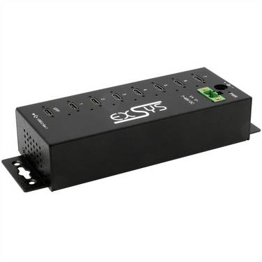 Exsys EXSYS - USB 3.2 Gen1 Hub 7-Port 7xC Anschluss ink.USB-Kabel Din-Rail - Kabel  USB Hub černá