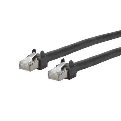 Metz Connect 13084F0500-E RJ45 síťové kabely, propojovací kabely CAT 5e S/UTP 0.50 m černá lze použít pro vlečení, krytí-0