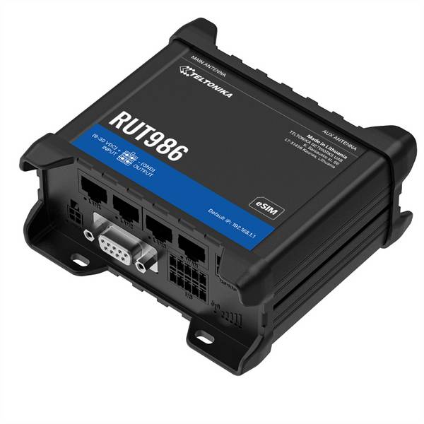Teltonika TELTONIKA - RUT986 CAT4 LTE Router Dual SIM und eSIM RS232/485 - Router - RS-232 router Integrovaný modem: LTE