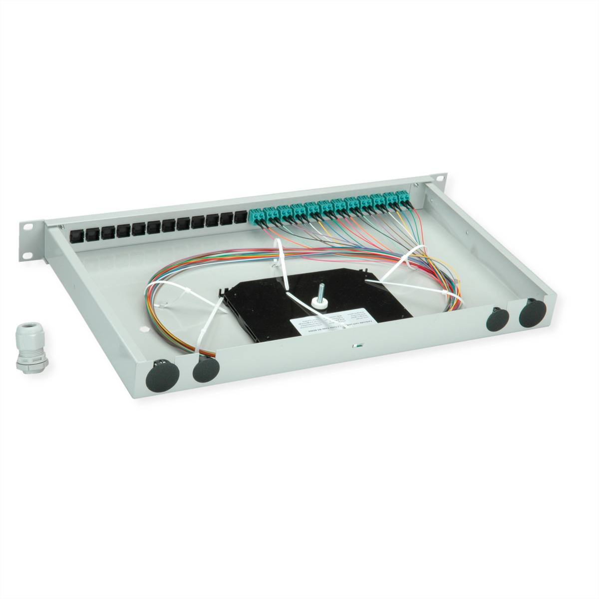 Telegärtner TELEGÄRTNER BASIS eco LWL-Panel mit Kupp Skleněná vlákna 1 U šedá-1