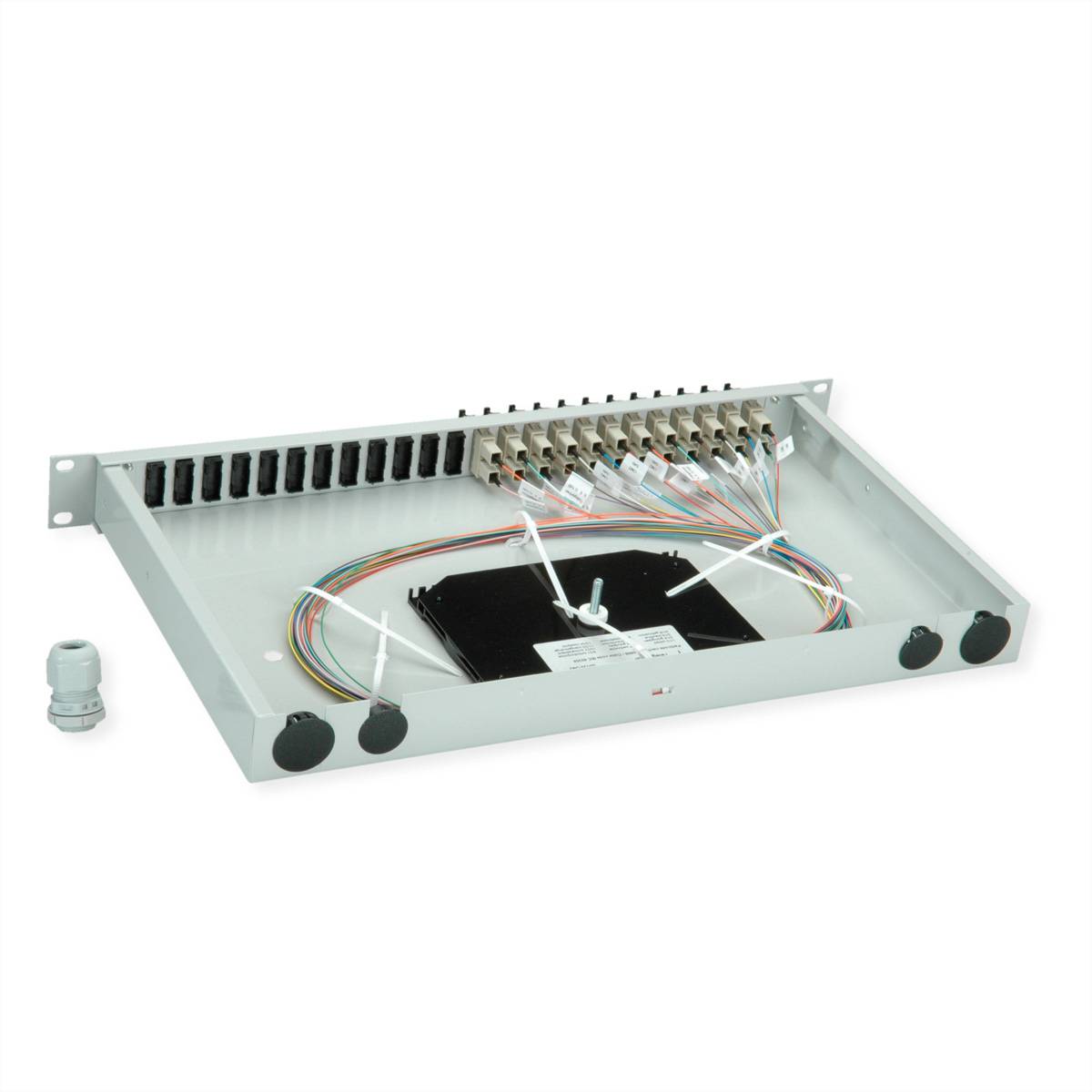 Telegärtner TELEGÄRTNER BASIS eco LWL-Panel mit Kupp Skleněná vlákna 1 U šedá-1