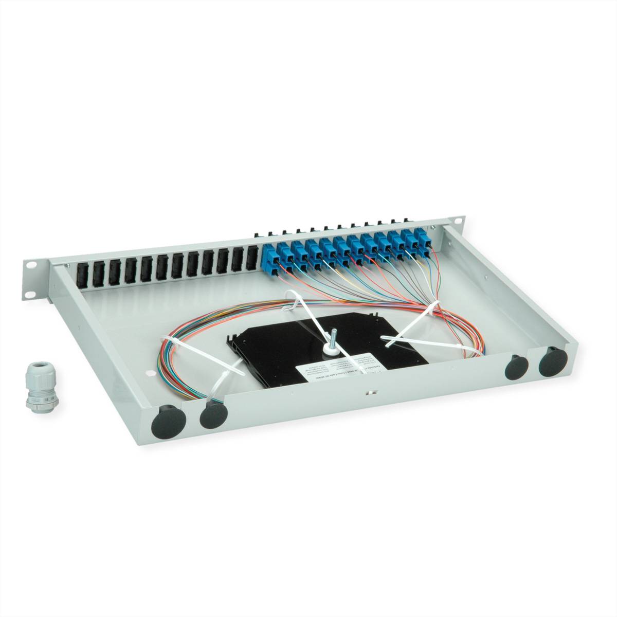 Telegärtner TELEGÄRTNER BASIS eco LWL-Panel mit Kupp Skleněná vlákna 1 U šedá-1