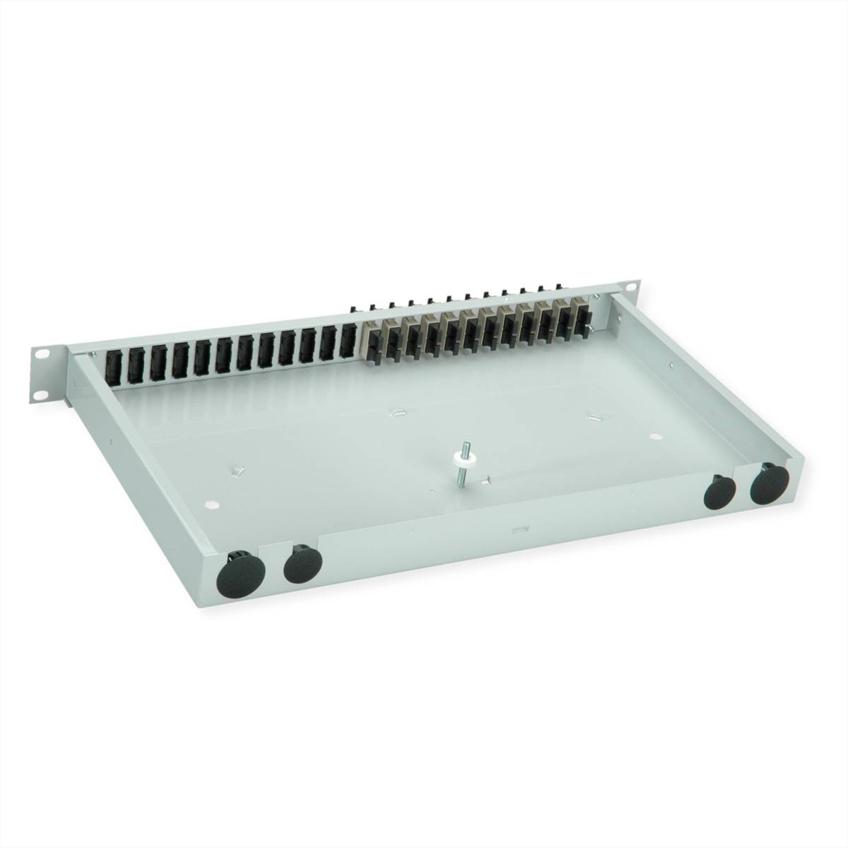 Telegärtner TELEGÄRTNER BASIS eco LWL-Panel mit Kupp Optický panel Skleněná vlákna 1 U šedá-1