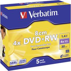 Mini DVD+RW - 8 cm 1.4 GB Verbatim 43565, přepisovatelné, stříbrný matný povrch, 5 ks, Jewelcase