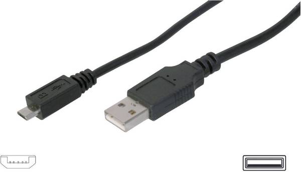 Digitus USB kabel USB 2.0 USB-A zástrčka, USB Micro-B zástrčka 3.00 m černá AK-300110-030-S