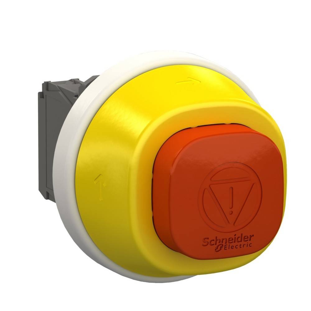 Schneider Electric XB5AS84W3B41, XB5AS84W3B41 tlačítko nouzového vypínače, 24 V, 1 spínací kontakt, 2 rozpínací kontakty, 1 ks