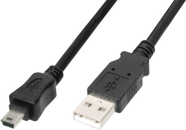 Digitus USB kabel USB 2.0 USB-A zástrčka, USB Mini-B zástrčka 1.80 m černá s funkcí OTG AK-300108-018-S