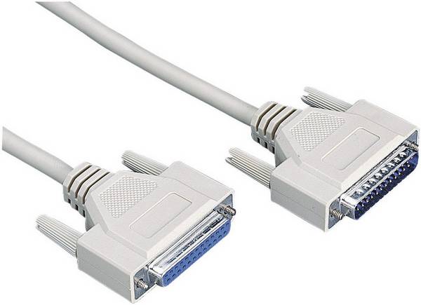 Digitus sériový, paralelní prodlužovací kabel [1x D-SUB zástrčka 25pólová - 1x D-SUB zásuvka 25pólová], 5.00 m, šedá