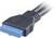 USB 3.0 konektor s modrou zásuvkou a černou rukojetí. Propojuje zařízení pro přenos dat a napájení.