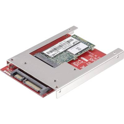 mSATA SSD je namontována na SATA adaptéru, který slouží k propojení s počítači. Adaptér má červenou desku plošných spojů.