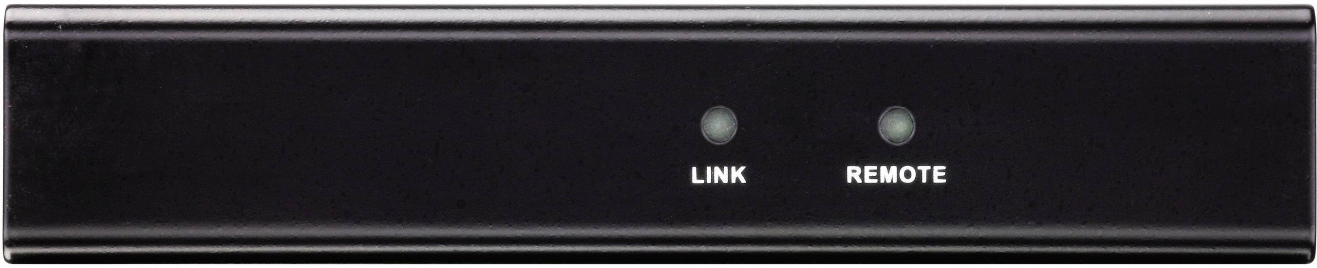 Černé zařízení se dvěma světelnými indikátory: 'LINK' a 'REMOTE'.