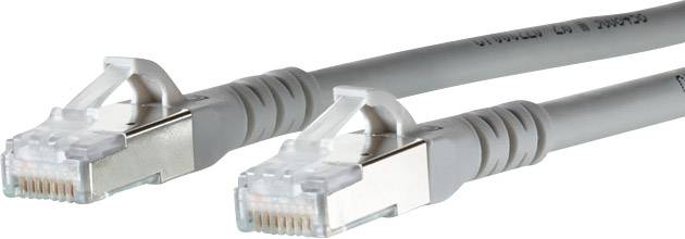 Dva šedé ethernetové kabely s konektory RJ45, které se používají pro síťová připojení v počítačových sítích.