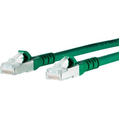 Dva zelené ethernetové kabely s konektory RJ45, které se používají pro síťová připojení.