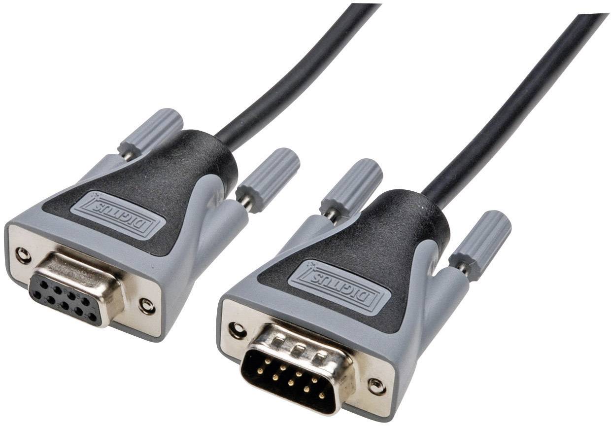 Digitus sériový prodlužovací kabel [1x D-SUB zástrčka 9pólová - 1x D-SUB zásuvka 9pólová], 10.00 m, béžová