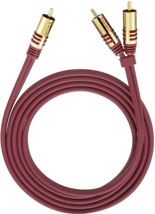 Oehlbach 20561 cinch audio Y kabel [2x cinch zástrčka - 1x cinch zástrčka] 1.00 m červená pozlacené kontakty