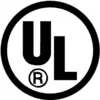 Obrázek ukazuje logo UL v kruhu. UL znamená 'Underwriters Laboratories', organizaci zabývající se bezpečnostní certifikací.